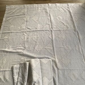 White & Grey Geometric Curtains (2 Panels)